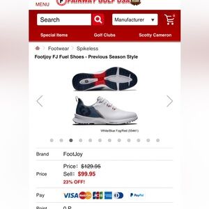 FootJoy Men's Athletic Golf Shoes — White / Blue / Red 9